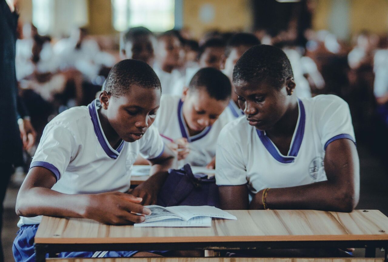 African students concentrating on their studies in a classroom