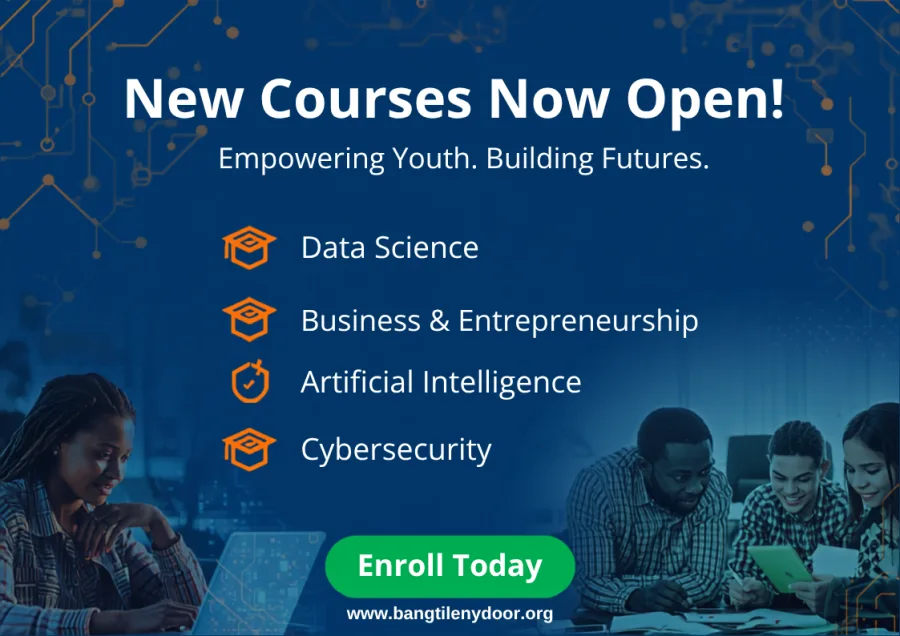 New courses now open: Data Science, Artificial Intelligence, Business & Entrepreneurship, and Cybersecurity professional certificates at Bang Ti Lenydoor